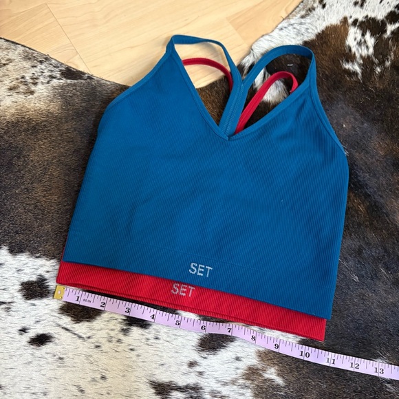 SET ACTIVE Bundle Ribbed‎ V-neck Crop Tops Tank Racerback Size Small - Picture 4 of 4